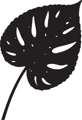 Black Monstera Leaf Silhouette with Texture Isolated on White Background © Silhouette Studio