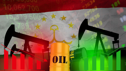 The Tajikistani flag incorporates symbols of the oil industry, representing energy policy, economic fluctuations, and global trade © le