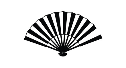Elegant folding fan silhouette in black and white decorative handheld object silhouette high quality professional detailed modern elegant stylish © Jahid