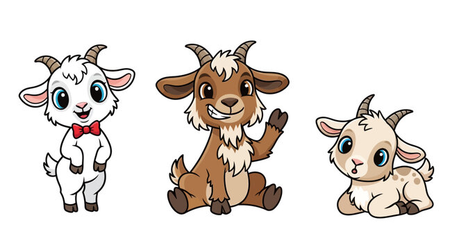Cartoon Goats Three Animals.
