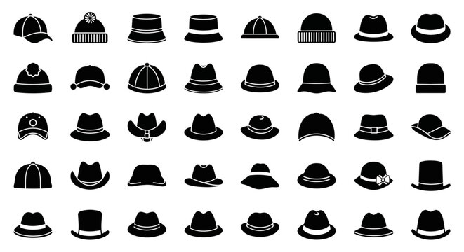 Extensive collection of diverse hat styles and headwear silhouettes.