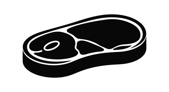Black silhouette of a raw steak with bone isolated on a white background silhouette high quality professional detailed modern