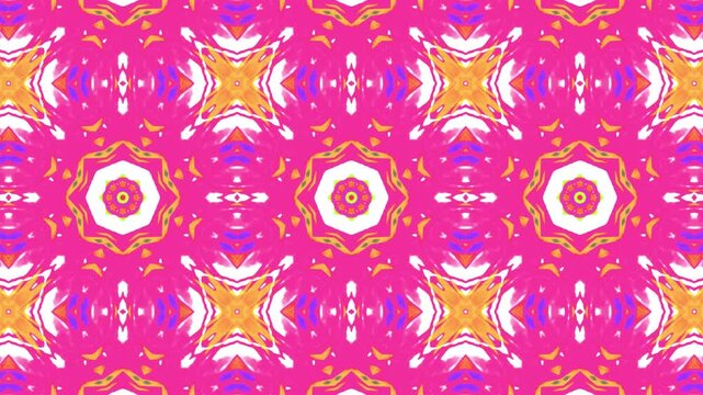 Bright pink yellow abstract floral loop background.Fractal floral colorful pattern