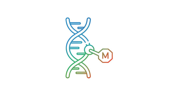 DNA helix with methyl group icon, genetic research, molecular biology, science concept