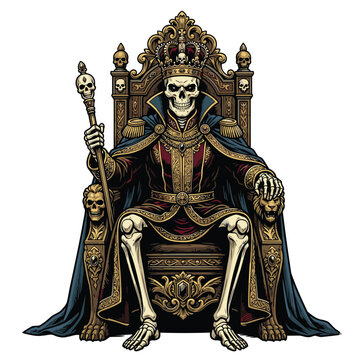 scary king skeleton vector illustration
