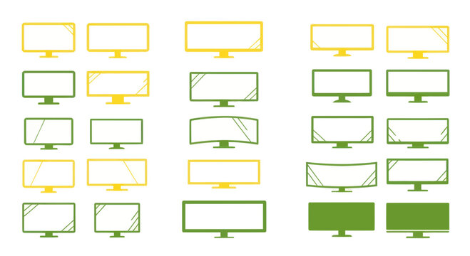 Modern Computer Monitor Screen Shapes and Sizes, Flat and Curved Displays