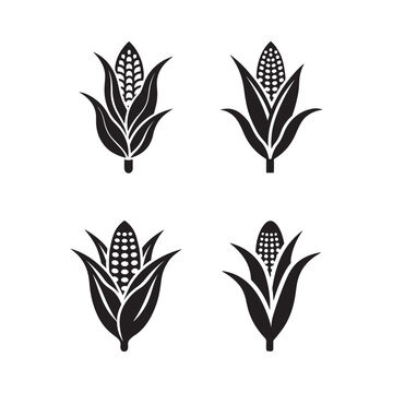 Corn icons with different leaf and kernel patterns for design and illustration uses  corn icons with different leaf and kernel patterns for design and illustration uses