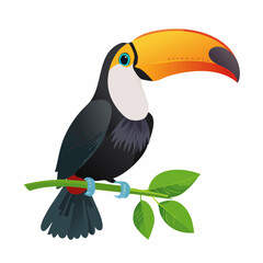 Obraz premium Colorful Toucan Bird Perched on Branch.