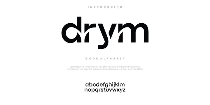 drym abstract minimal modern alphabet fonts. Typography technology vector illustration