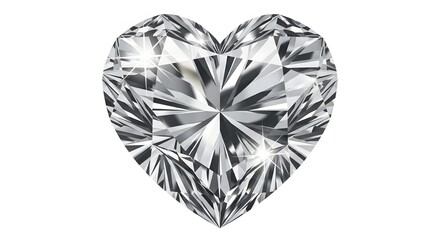 Fototapeta premium Elegant Heart Shaped Diamond Gemstone Isolated on a White Background