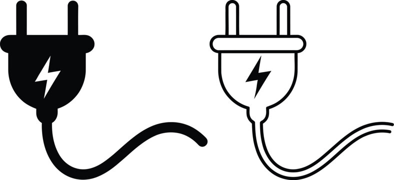 Power plug icon electric glyph symbol energy connection vector illustration
