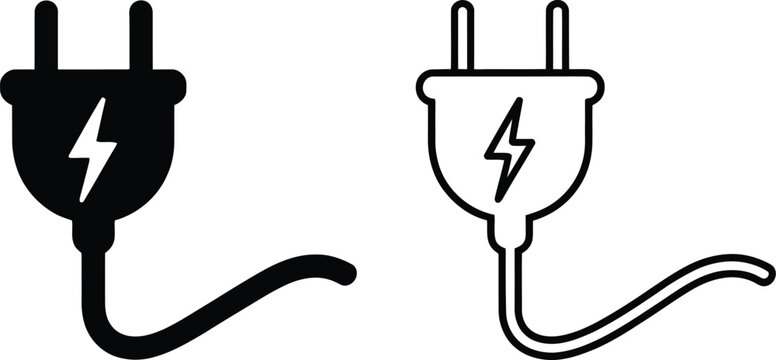 Power plug icon electric glyph symbol energy connection vector illustration