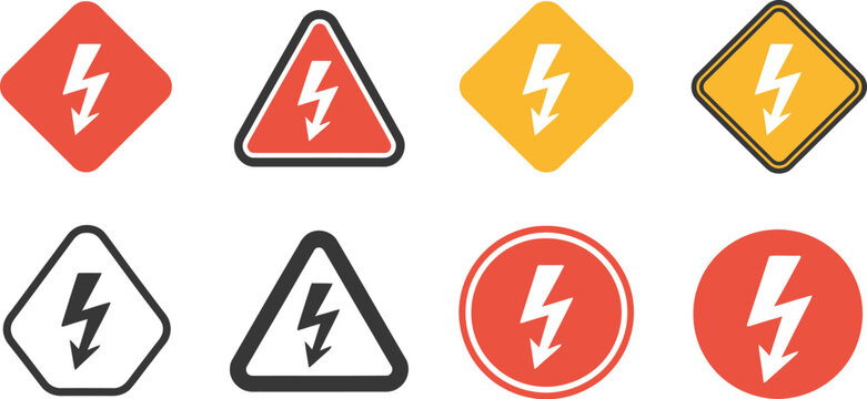 Power outage warning sign electricity high voltage symbols hazard vector illustration