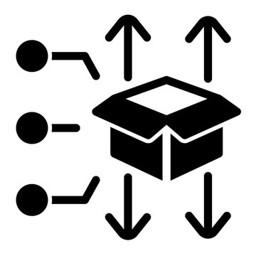Systematic product movement from manufacturer to end consumer through various channels (Glyph Style)