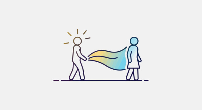 Idea sharing, inspiration transfer, knowledge exchange between two people, creative concept
