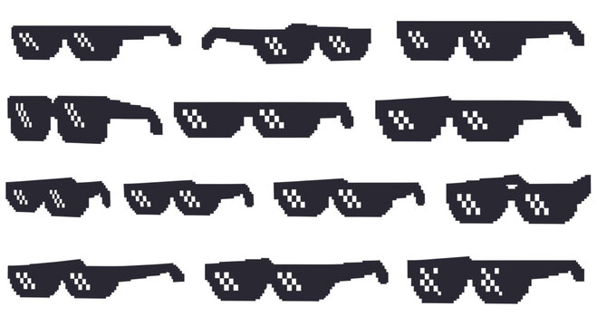 Pixelated Thug Life Sunglasses Collection - Meme Glasses Icon Set