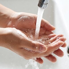 Fototapeta premium Clean Hands Hygiene – Washing Routine for Health Protection