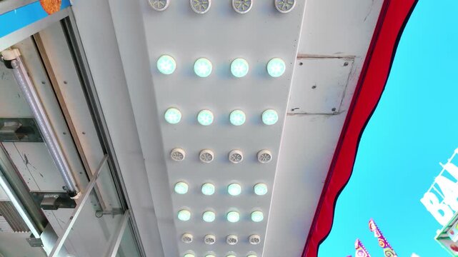 Low Angle View of Grid LED Light Panel on Carnival Stand