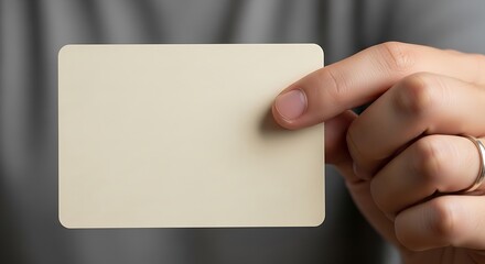 Obraz premium Hand holding blank business card mockup with rounded corners