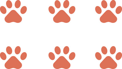 Fototapeta premium Orange Paw Print Icons Set Minimal Animal Footprint Symbols Collection For Pet Care Branding Veterinary Design And Pet Related Graphics