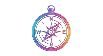 Fototapeta premium Colorful Compass Rose Icon with Gradient Colors - Navigation and Direction Symbol