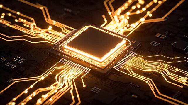 Microchip with glowing circuitry