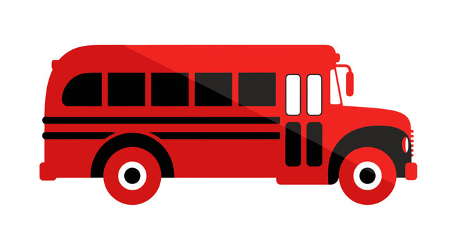 Retro Red School Bus Illustration - Classic Transportation Icon