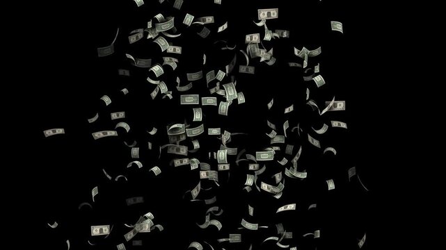Realistic falling dollar bills background creating dynamic motion financial visual. floating Perfect for money themes, wealth visuals, business content, promotional financial promotions, advertising,.