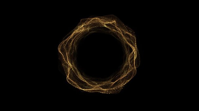 Golden glitter circle Festive luxury golden glitter circle sparkling sparkling light shine. Gold glittering ring, magic glow, bright light sparks with bokeh effect 4k special events awards ceremony.