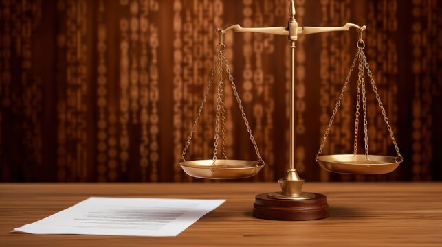 AI ethics regulation concept with scales of justice and circuit board
