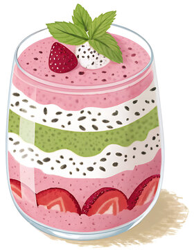 Falooda layered dessert, flat illustration