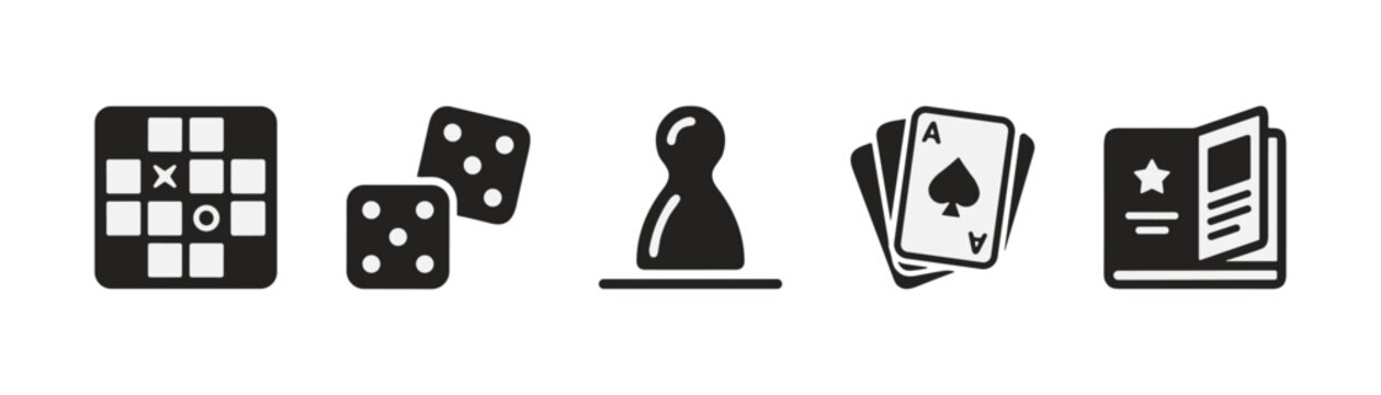 Board Game and Card Game Icons Set