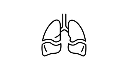 Fototapeta premium Human Lungs Icon Outline Vector Illustration, Respiratory System, Medical Symbol