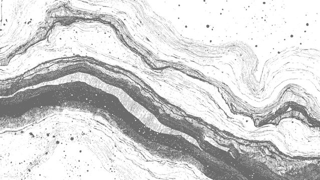 Stylized terrain cross section with dark textured base Layered soil and rock strata with wavy surface design