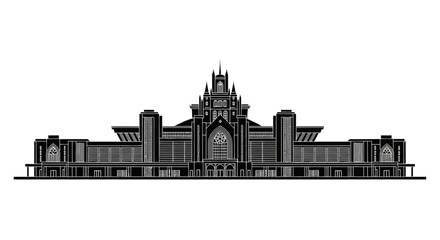 Obraz premium Black Silhouette of the Antwerp Central Station ? Architectural Icon