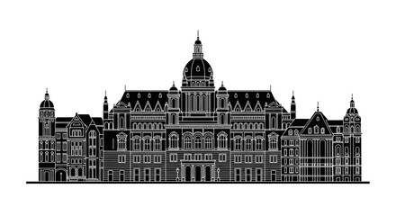 Obraz premium Budapest Parliament Building silhouette vector illustration