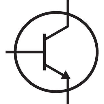 NPN transistor in circle solid icon electronic component symbol