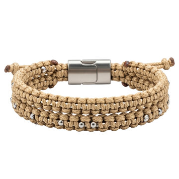 Braided bracelet with metallic clasp and beads
