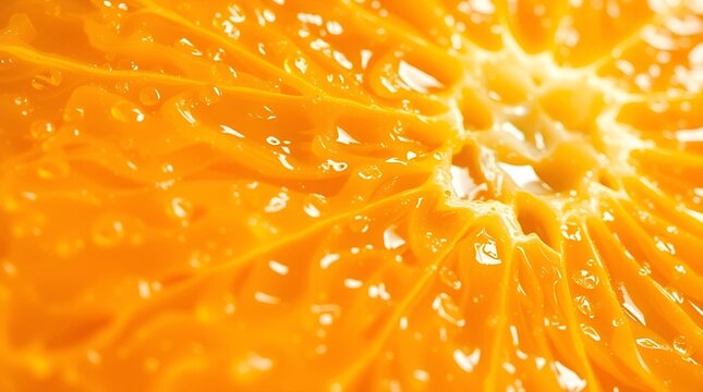 Macro Photo of Fresh Orange Slice Texture