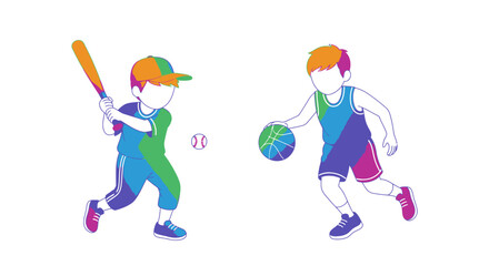 Fototapeta premium Children Playing Sports With Balls Energetically.
