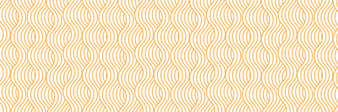 PrintYellow instant noodle, pasta and spaghetti texture with geometric wavy lines. Ramen, pasta vector pattern. Background abstract food illustration