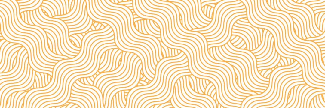 PrintYellow instant noodle, pasta and spaghetti texture with geometric wavy lines. eps10