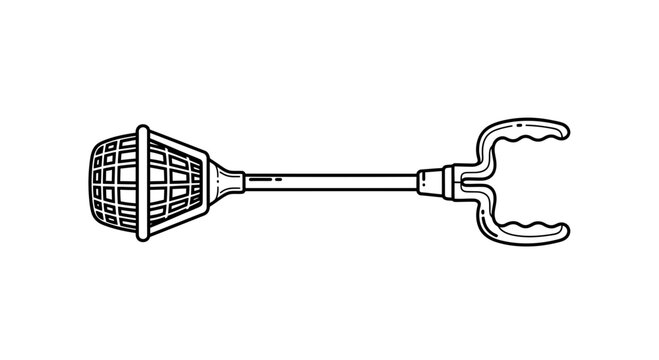 Illustration of a potato masher with a grid pattern and handle