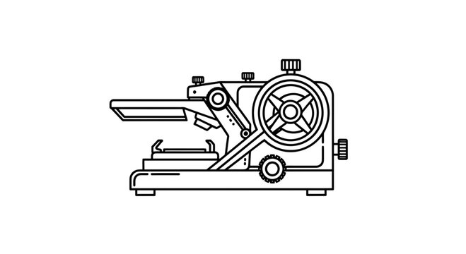 Illustration of a microtome scientific instrument for slicing thin specimens