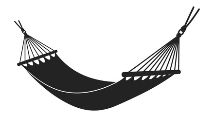 Black silhouette of a hanging hammock with rope suspension isolated on a white background silhouette high quality professional detailed © Ajahar