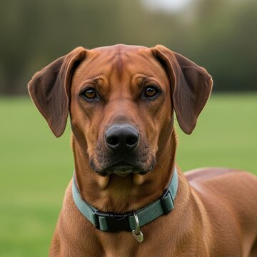 Rhodesian Ridgeback Dog Portrait in Natural Outdoor Setting.