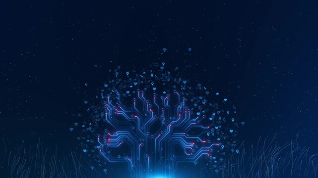 Growing Neural Network Web Connected Nodes Connections. futuristic future mind AI, Computer Algorithms, 3D 4K Artificial Intelligence Language Model Chatbot, technology concept ai big brain data tech