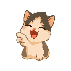 A cute cat illustration showing an extremely happy and excited expression with bright eyes and a wide joyful smile.