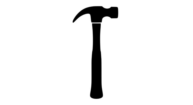 Black Silhouette of a Claw Hammer Icon Isolated on White Background