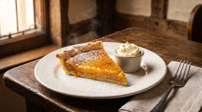 British Uk Food Treacle Tart with Golden Syrup Filling and Shortcrust Pastry,
